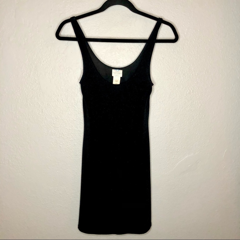 Free People Black and Silver Sheer Slip Dress